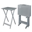 Riverbay Furniture Transitional Wood 5 Piece Compass Tray Table Set in Gray