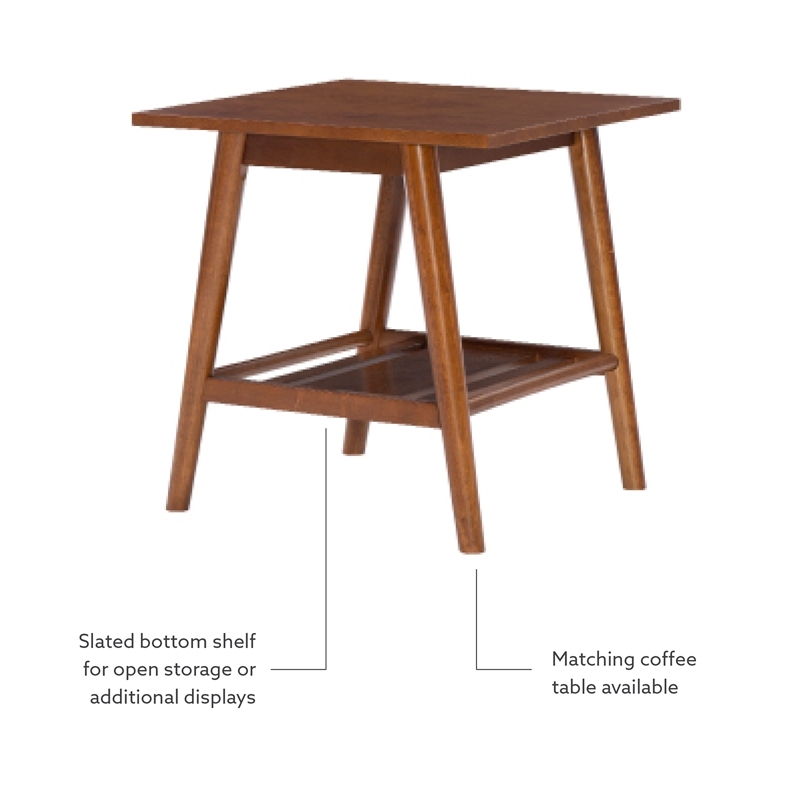 Riverbay Furniture Mid-Century Wood End Table in Warm Walnut Stained