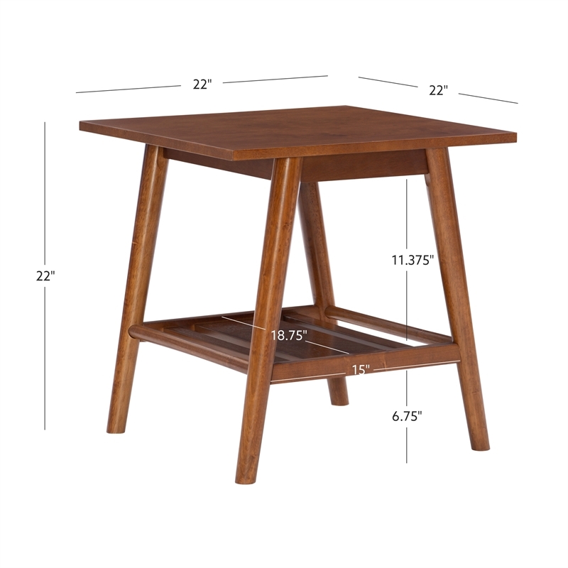Riverbay Furniture Mid-Century Wood End Table in Warm Walnut Stained