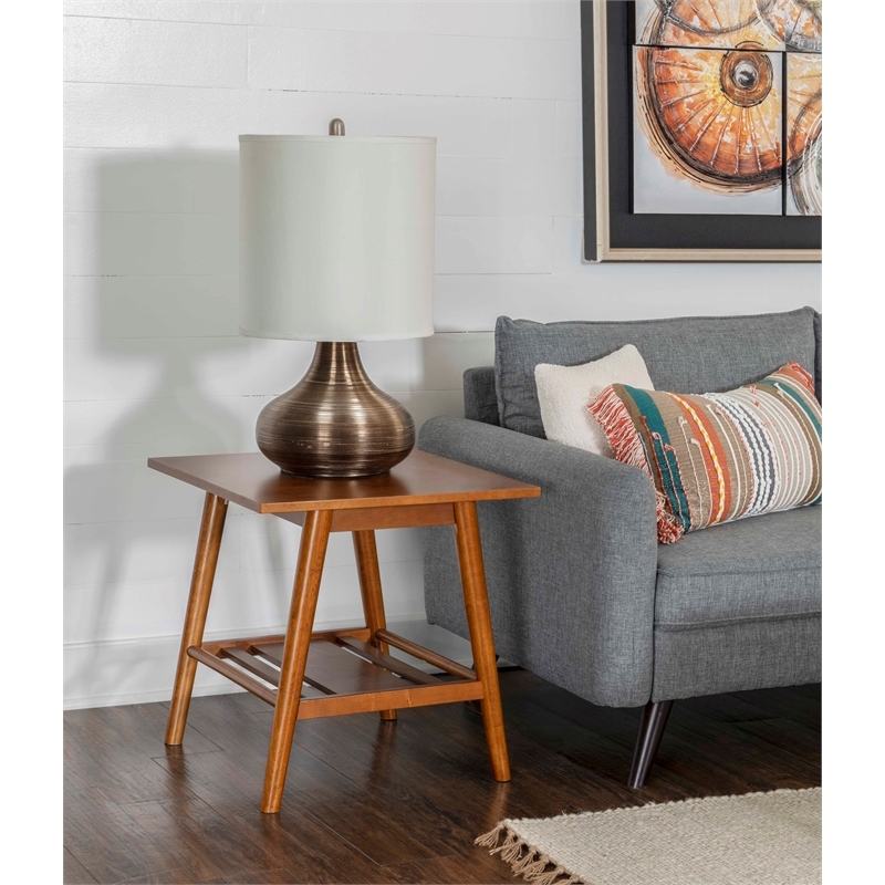 Riverbay Furniture Mid-Century Wood End Table in Warm Walnut Stained