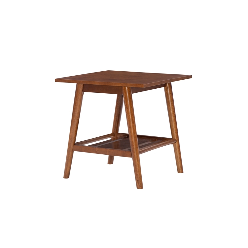 Riverbay Furniture Mid-Century Wood End Table in Warm Walnut Stained
