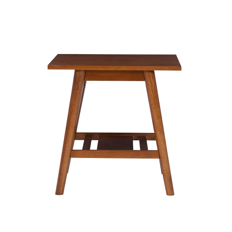 Riverbay Furniture Mid-Century Wood End Table in Warm Walnut Stained