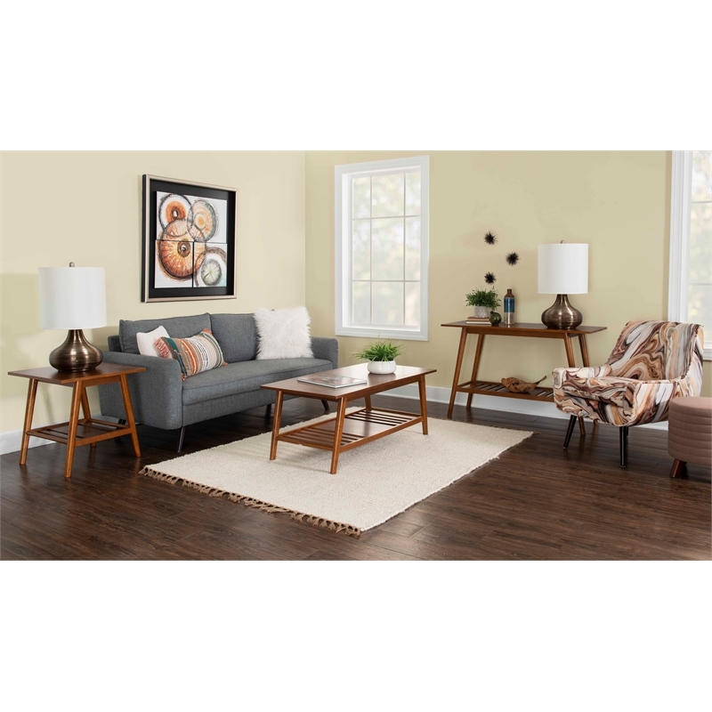 Riverbay Furniture Mid-Century Wood End Table in Warm Walnut Stained