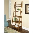 Riverbay Furniture 5 Shelf Ladder Bookshelf Bookcase in Warm Brown