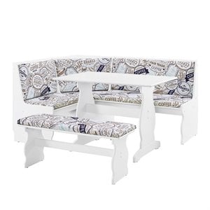 Riverbay Furniture Pine Wood White Dining Set Rectangular Perfect for Small Spaces 66.25&quot Unassembled
