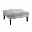 Riverbay Furniture Velvet Square Tufted Ottoman in Gray