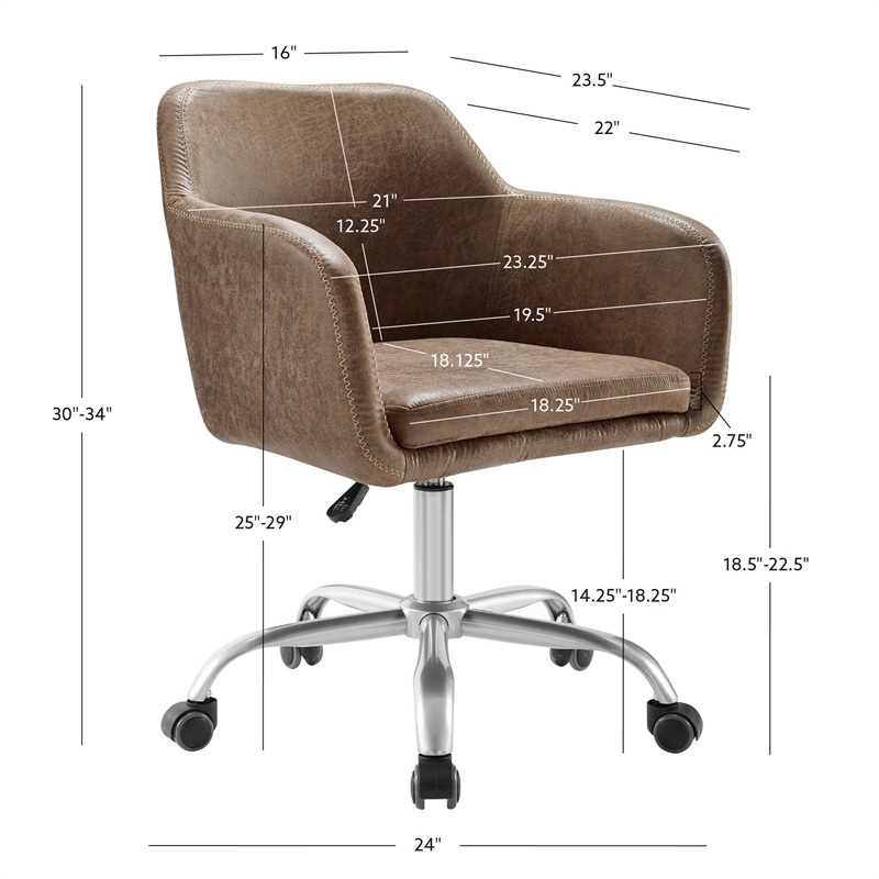 Riverbay Furniture Fabric Brown Office Chair Adjustable 30