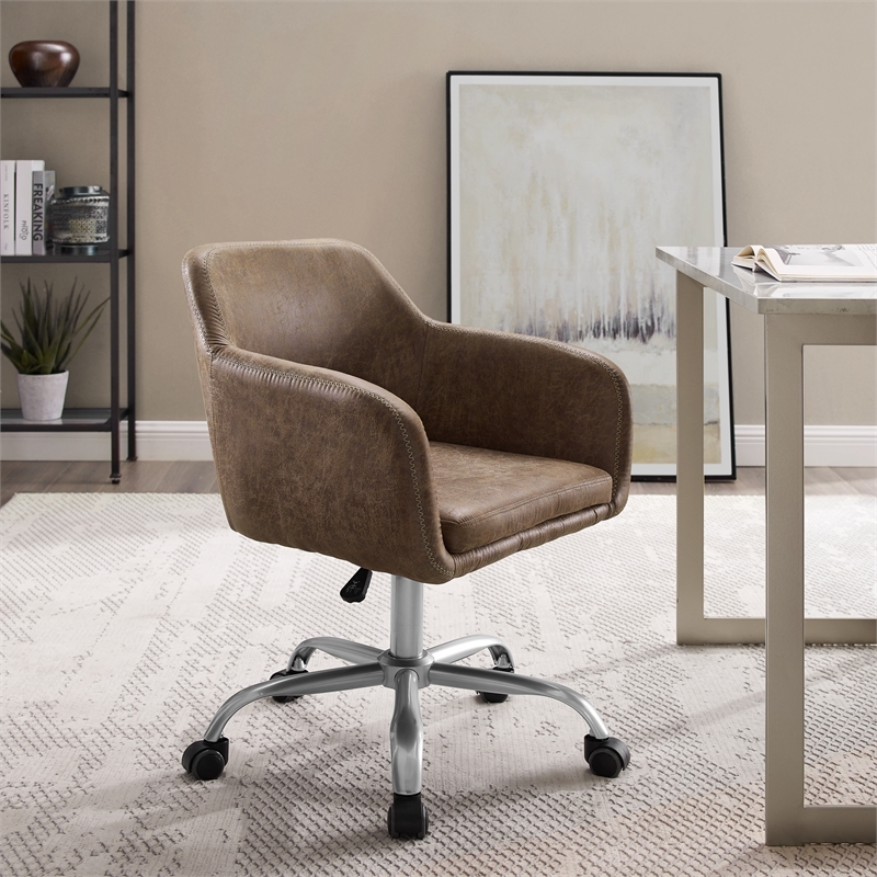Riverbay Furniture Fabric Brown Office Chair Adjustable 30