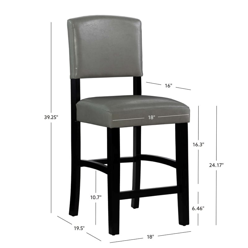 Riverbay Furniture Faux Leather Dove Gray Counter Stool Rectangular Foam Padded 24.17