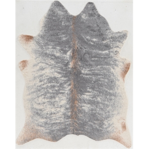 Riverbay Furniture 5' x 6'6&quot Faux Cowhide Area Rug in Gray