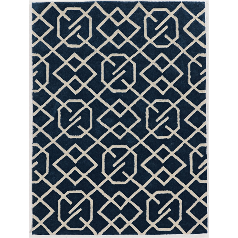 Riverbay Furniture 5' x 7' Hand Tufted Intent Rug in Navy and Ivory