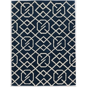 Riverbay Furniture 5' x 7' Hand Tufted Intent Rug in Navy and Ivory