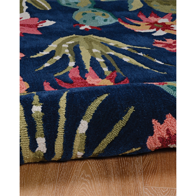 Riverbay Furniture 8' x 10' Hand Tufted Cactus Rug in Navy