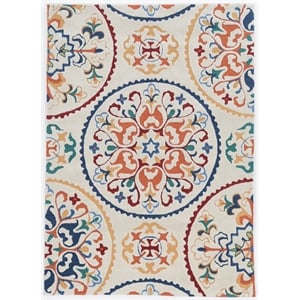 Riverbay Furniture 5' x 7' Hand Tufted Rondels Rug in Ivory