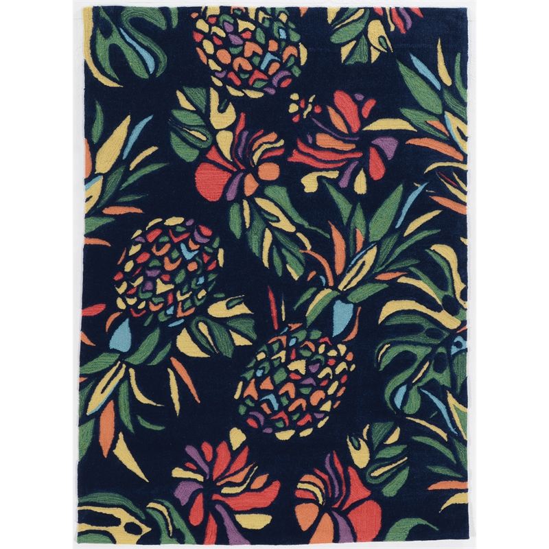 Riverbay Furniture 5' x 7' Hand Tufted Pineapple Rug in Navy