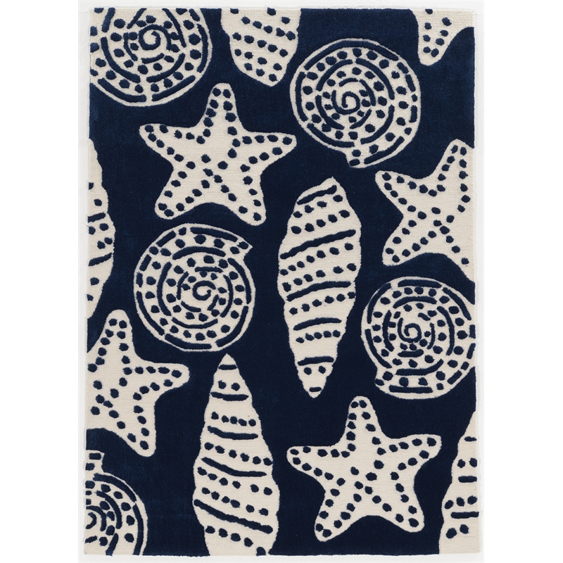 Riverbay Furniture 8' x 10' Hand Tufted Flotsom Rug in Navy and Ivory