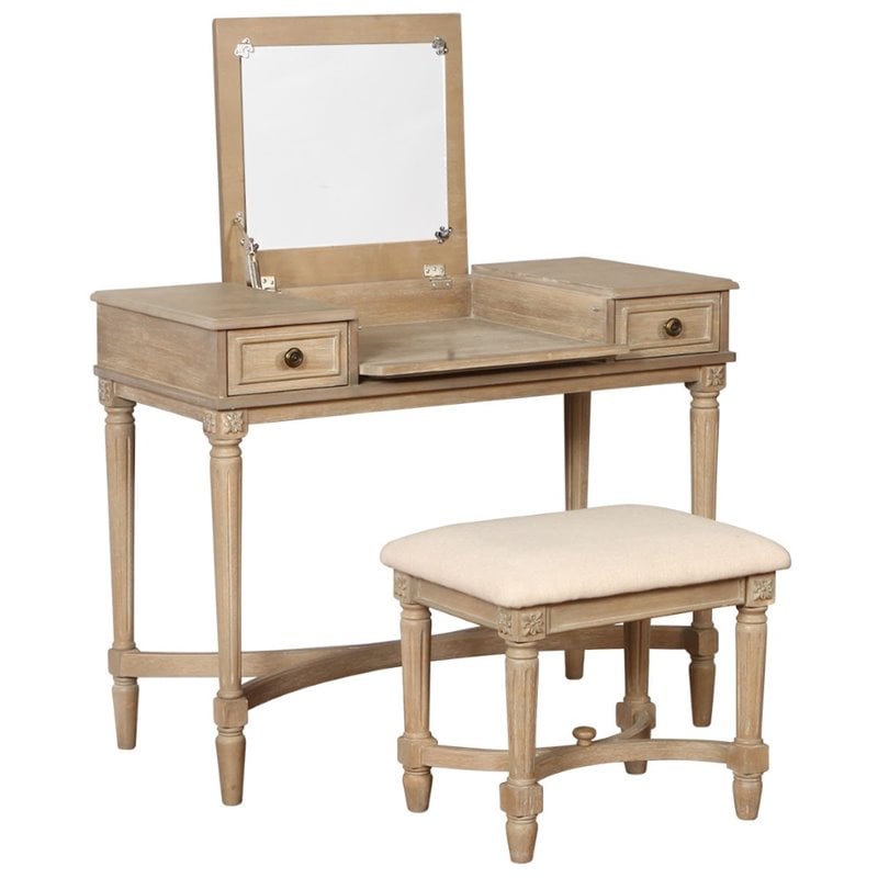 Riverbay Furniture Wood Gray Vanity Set Rectangular 38