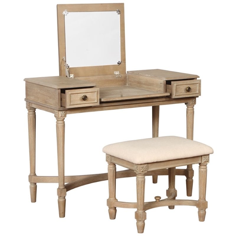 Riverbay Furniture Wood Gray Vanity Set Rectangular 38