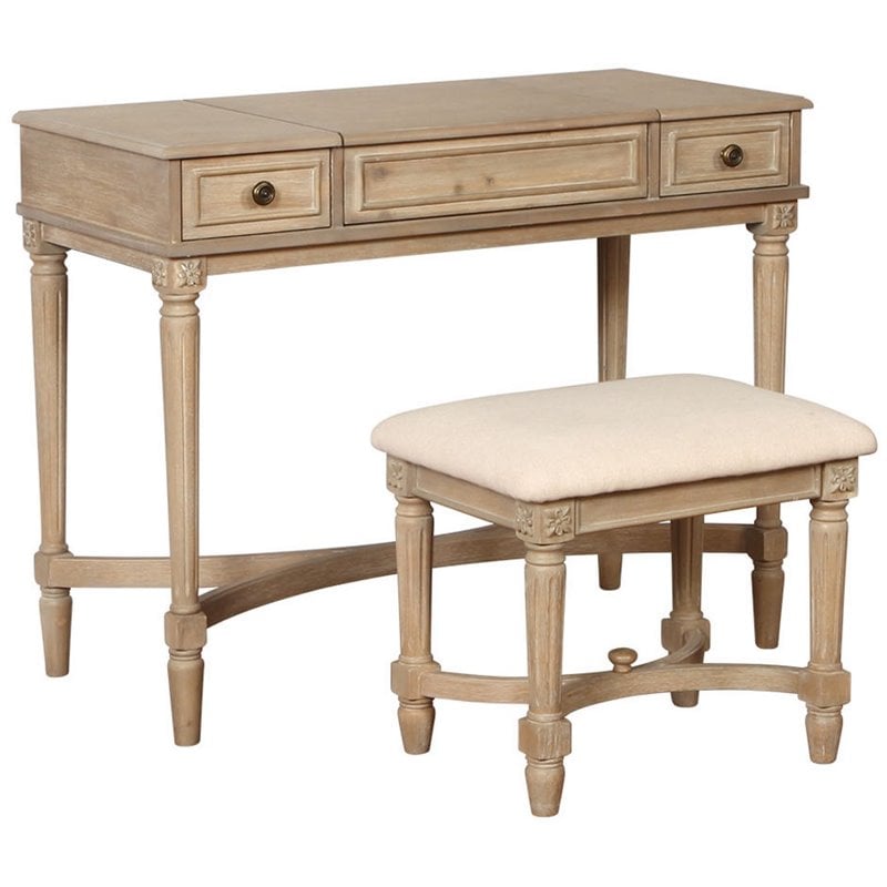 Riverbay Furniture Wood Gray Vanity Set Rectangular 38