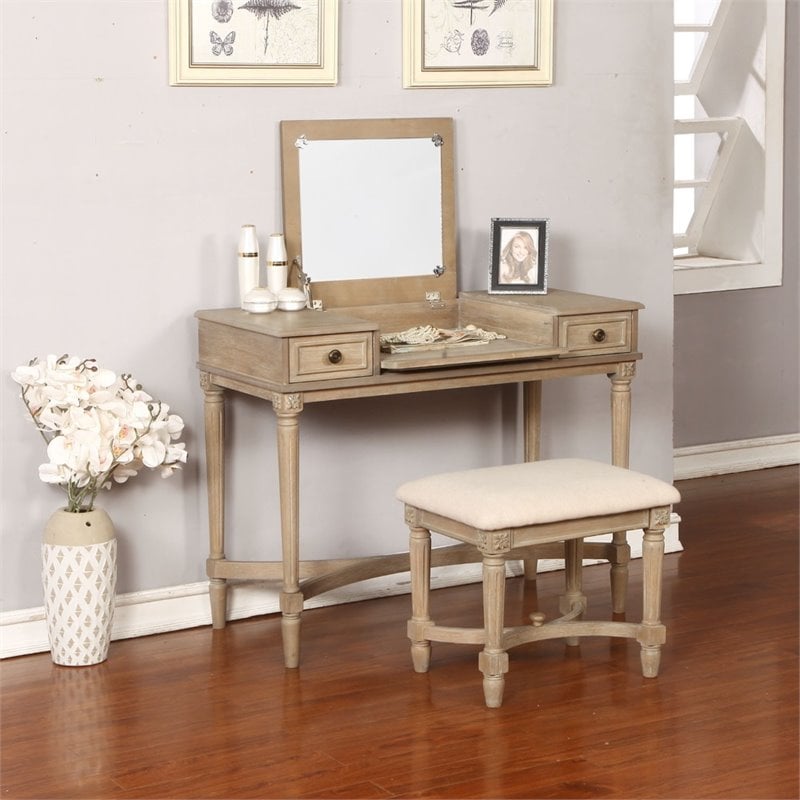 Riverbay Furniture Wood Gray Vanity Set Rectangular 38
