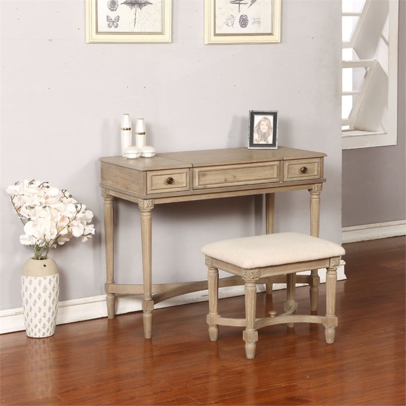 Riverbay Furniture Wood Gray Vanity Set Rectangular 38