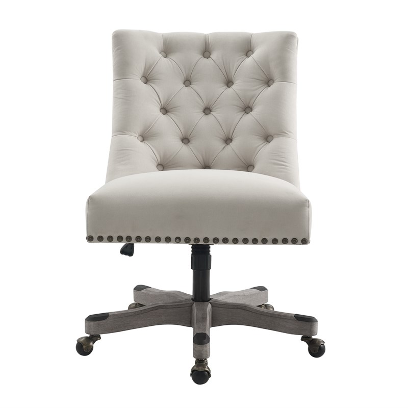 Riverbay Furniture Transitional Fabric Tufted Office Chair in Natural Beige