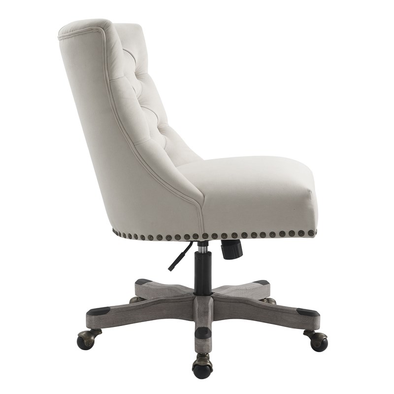 Riverbay Furniture Transitional Fabric Tufted Office Chair in Natural Beige
