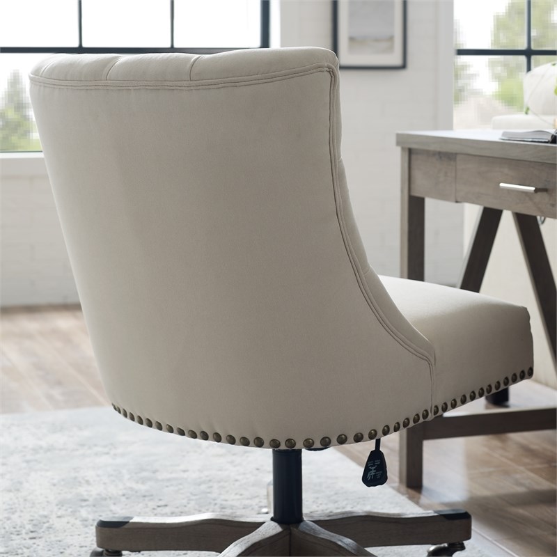 Riverbay Furniture Transitional Fabric Tufted Office Chair in Natural Beige