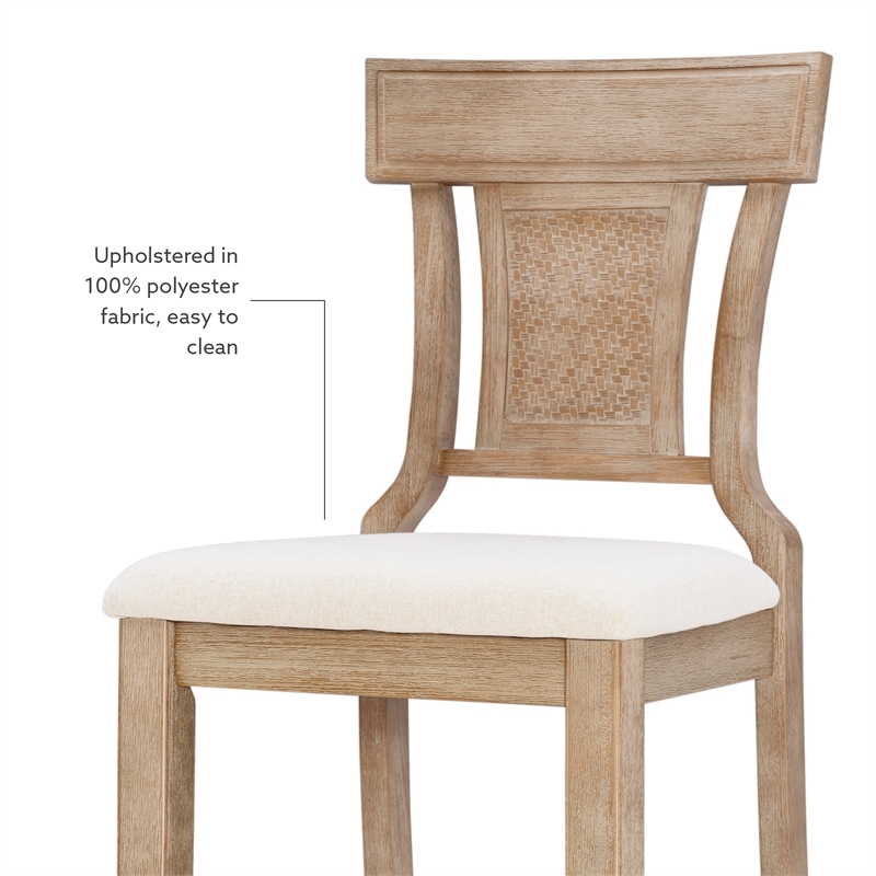 Riverbay Furniture Upholstered Beige/Brown Bar Stool Rectangular Hand Woven Rattan Back 30