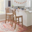 Riverbay Furniture Upholstered Beige/Brown Bar Stool Rectangular Hand Woven Rattan Back 30