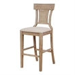 Riverbay Furniture Upholstered Beige/Brown Bar Stool Rectangular Hand Woven Rattan Back 30