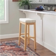 Riverbay Furniture Rubberwood Rustic Brown Bar Stool Striped Fabric 32