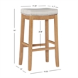 Riverbay Furniture Rubberwood Rustic Brown Bar Stool Striped Fabric 32