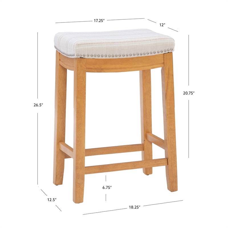 Riverbay Furniture Rubberwood Brown Counter Stool Rectangular Striped 26.5