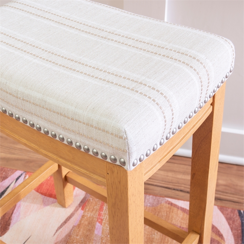 Riverbay Furniture Rubberwood Brown Counter Stool Rectangular Striped 26.5