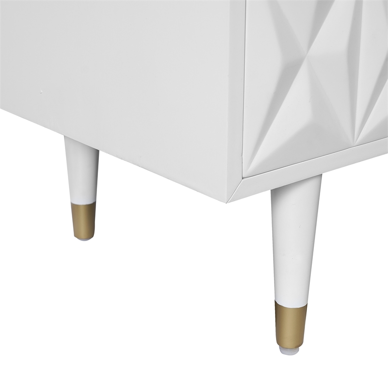 Riverbay Furniture 2 Drawer Geo Texture Nightstand in White
