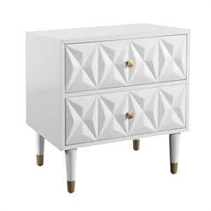 Riverbay Furniture 2 Drawer Geo Texture Nightstand in White