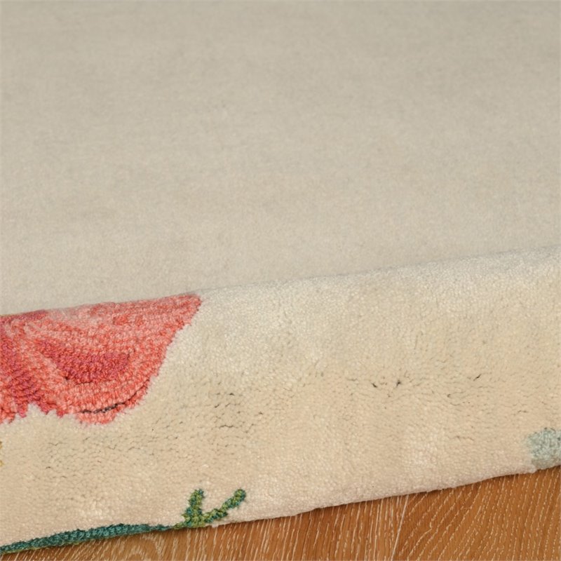 Riverbay Furniture Zaire 8'X10' Floral Design Polyester Area Rug - Ivory/Multi