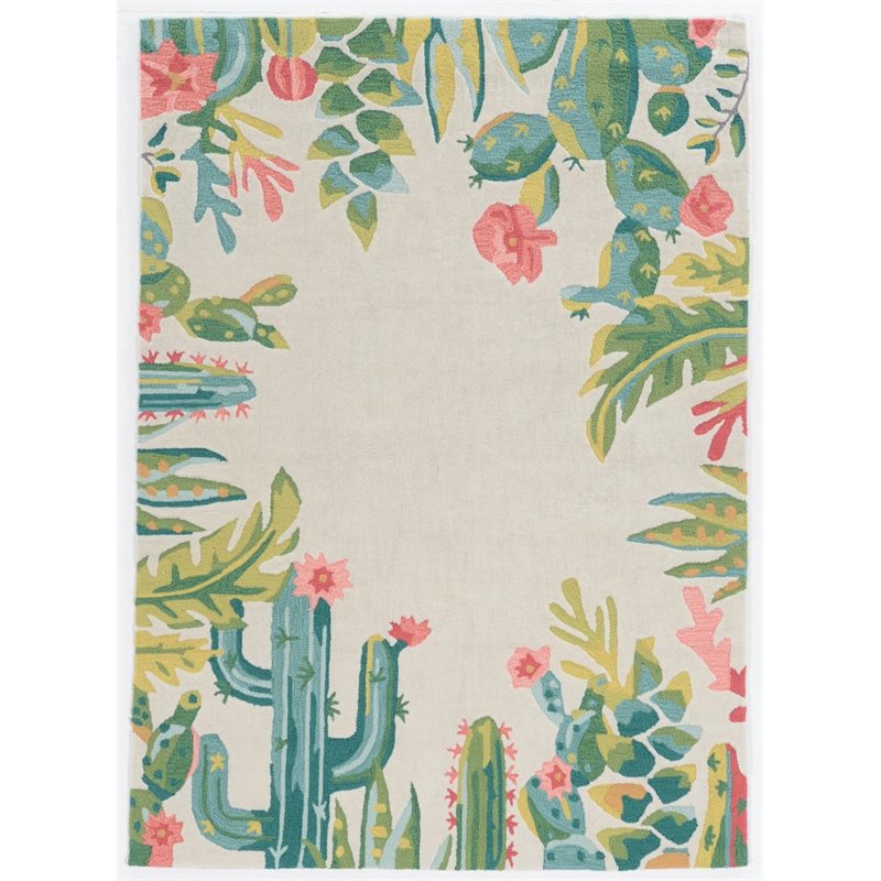 Riverbay Furniture Zaire 8'X10' Floral Design Polyester Area Rug - Ivory/Multi