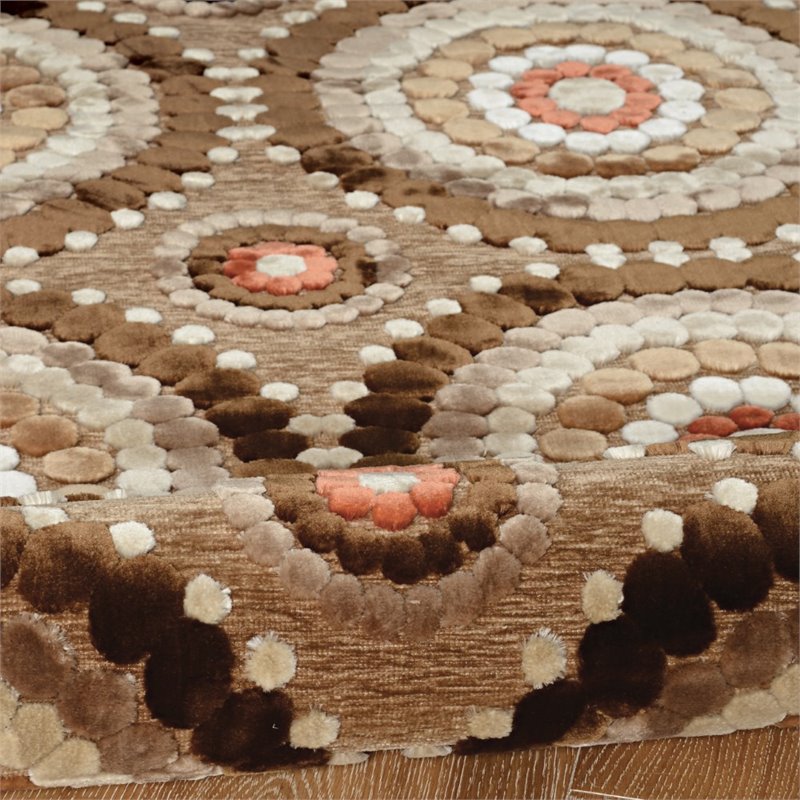 Riverbay Furniture Sierra 8'x10' Flat Chenille Swirl Design Area Rug in Brown