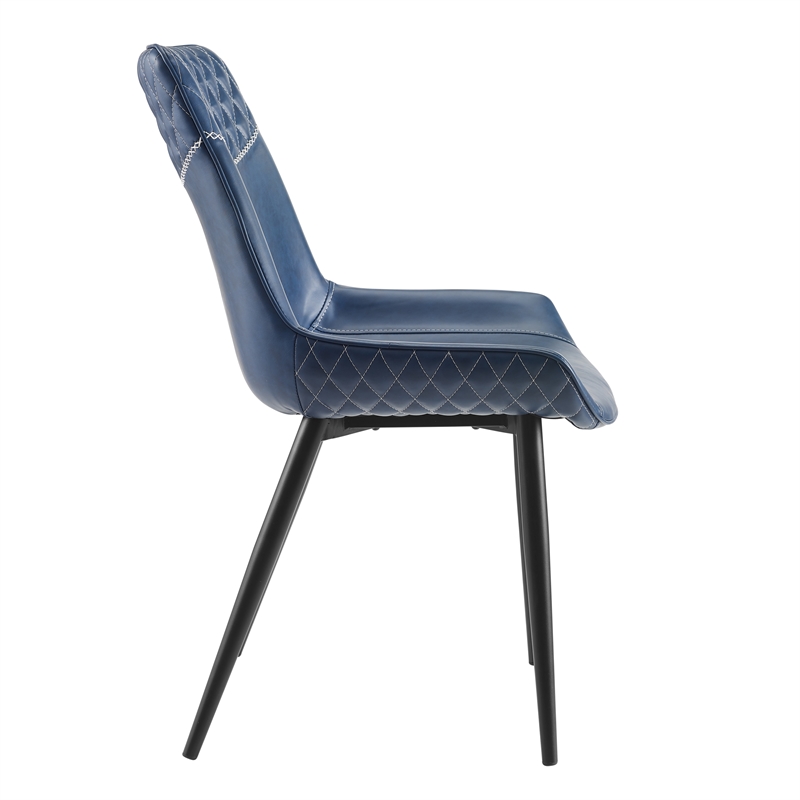 Riverbay Furniture Faux Leather Blue Dining Chair High Back 18.5