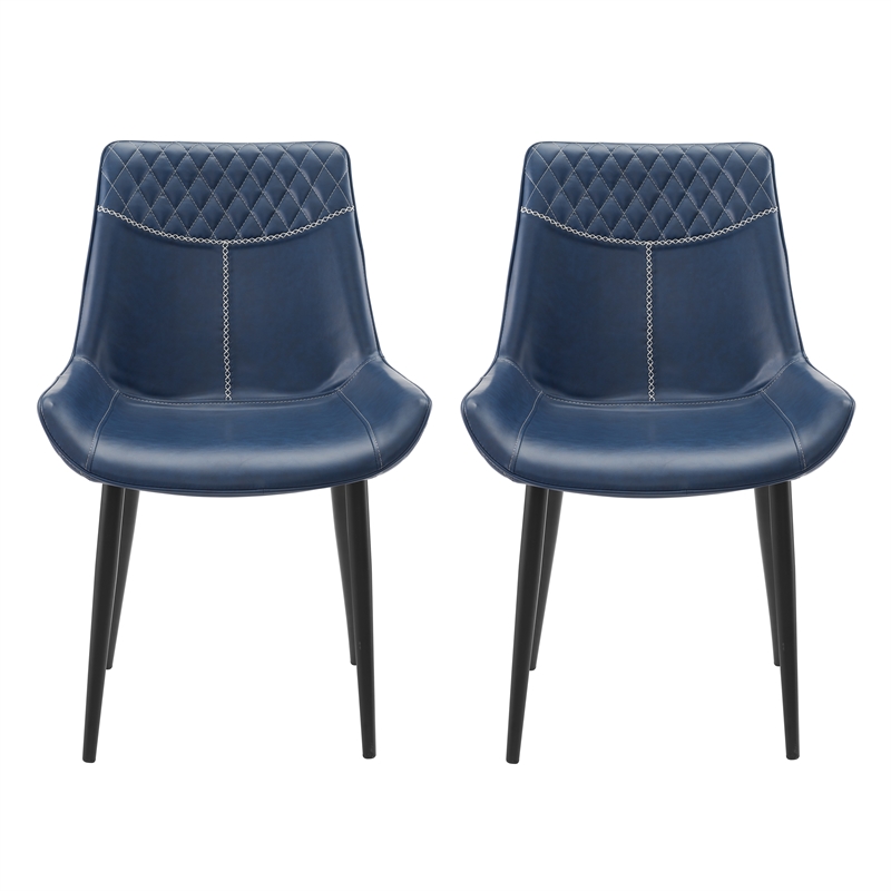 Riverbay Furniture Faux Leather Blue Dining Chair High Back 18.5