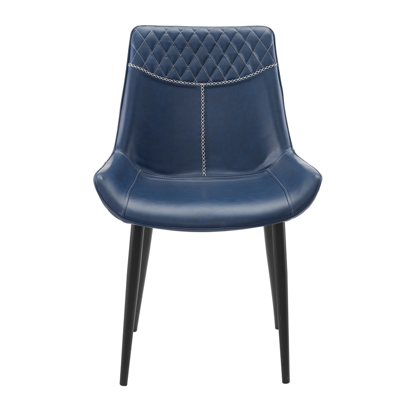 Riverbay Furniture Faux Leather Blue Dining Chair High Back 18.5