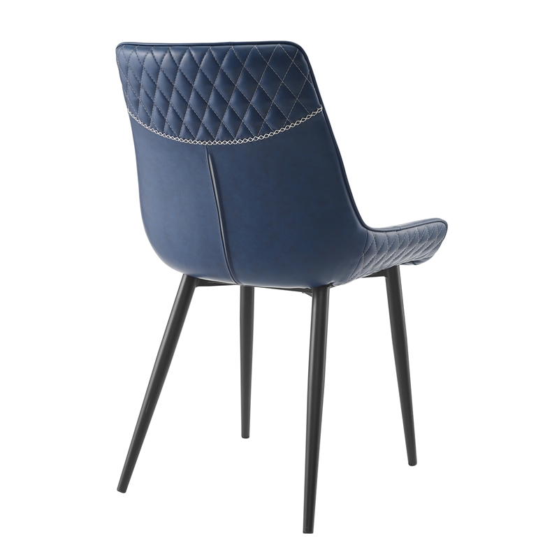 Riverbay Furniture Faux Leather Blue Dining Chair High Back 18.5