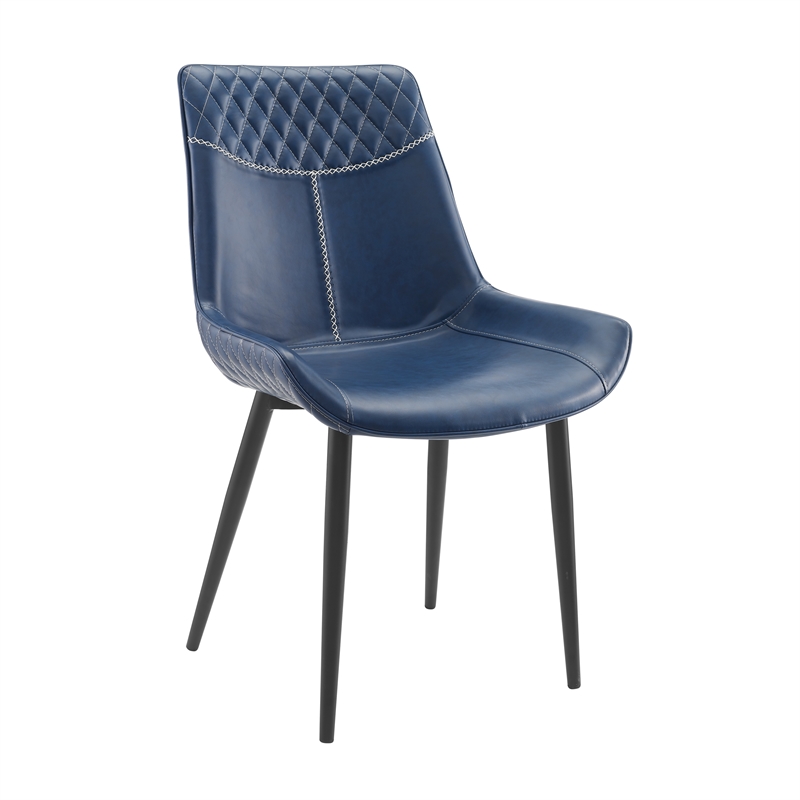 Riverbay Furniture Faux Leather Blue Dining Chair High Back 18.5