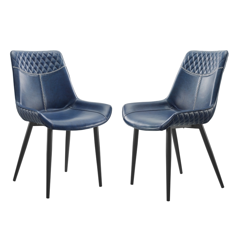 Riverbay Furniture Faux Leather Blue Dining Chair High Back 18.5