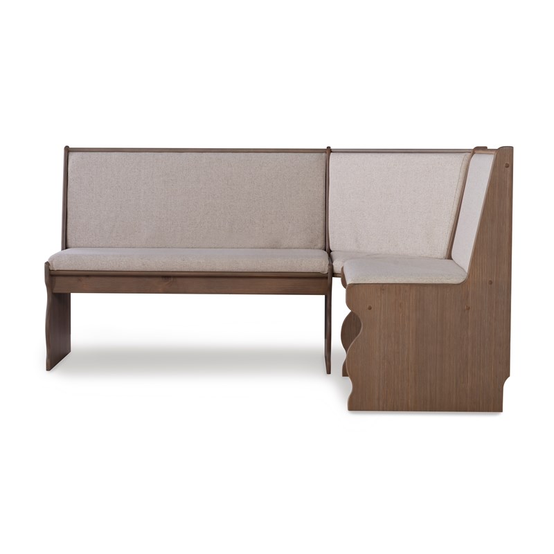 Riverbay Furniture Wood Brown Corner Nook Dining Set Rectangular Space-Saving 66.25