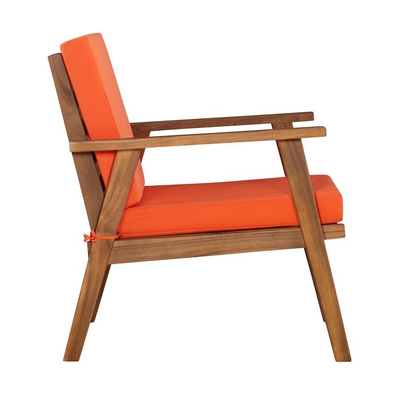 Riverbay Furniture Acacia Wood Acorn Brown Outdoor Sofa Set Rectangular Vibrant Cushions Assembly Required