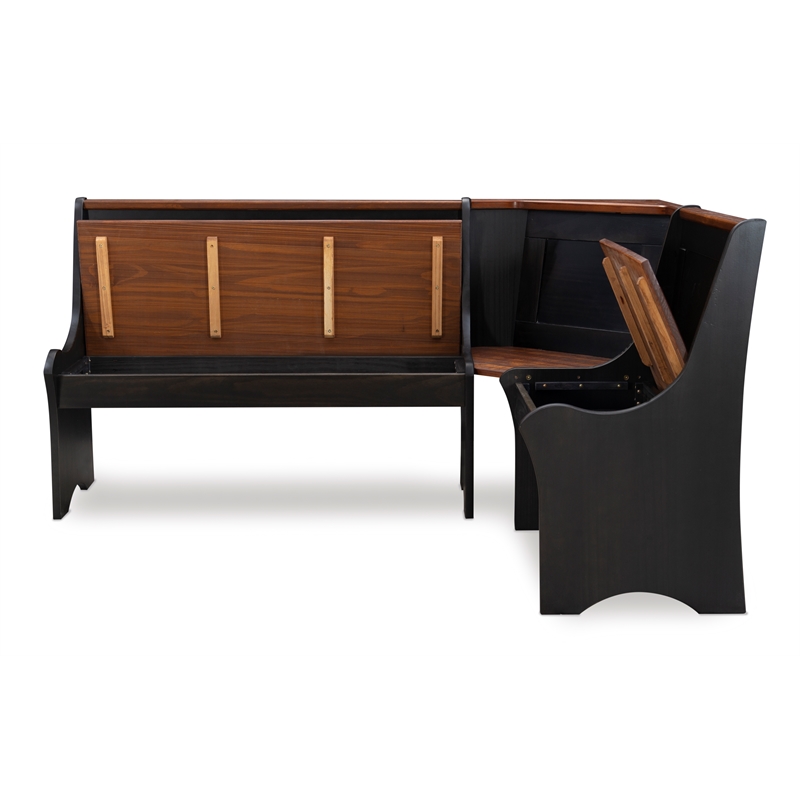Riverbay Furniture Solid Pine Black Dining Nook Set Rectangular Plank-Style 66.88