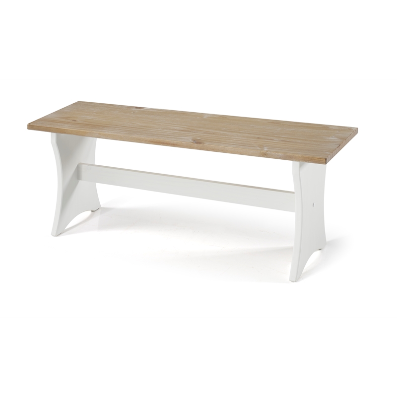 Riverbay Furniture Kerry Planked Solid Wood Dining Nook Set in Antique White